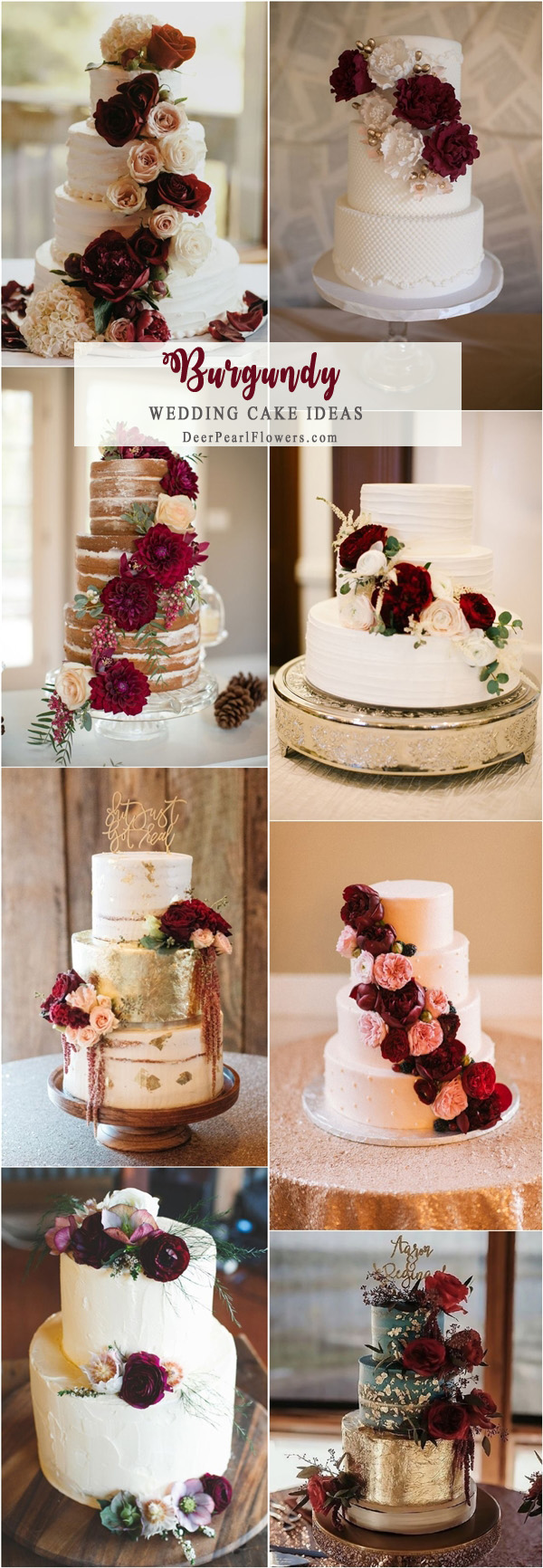 Burgundy deep red wedding cakes