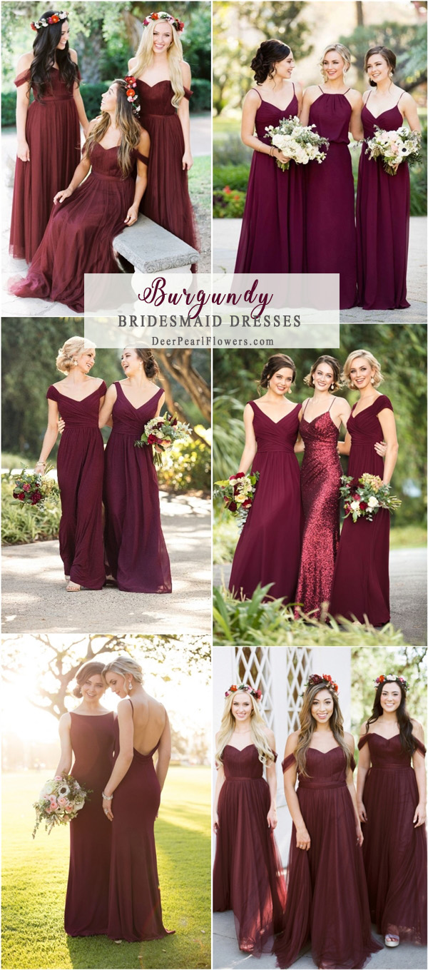 Burgundy long bridesmaid dresses
