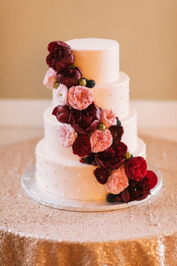 Peony and Wisteria Wedding Cake