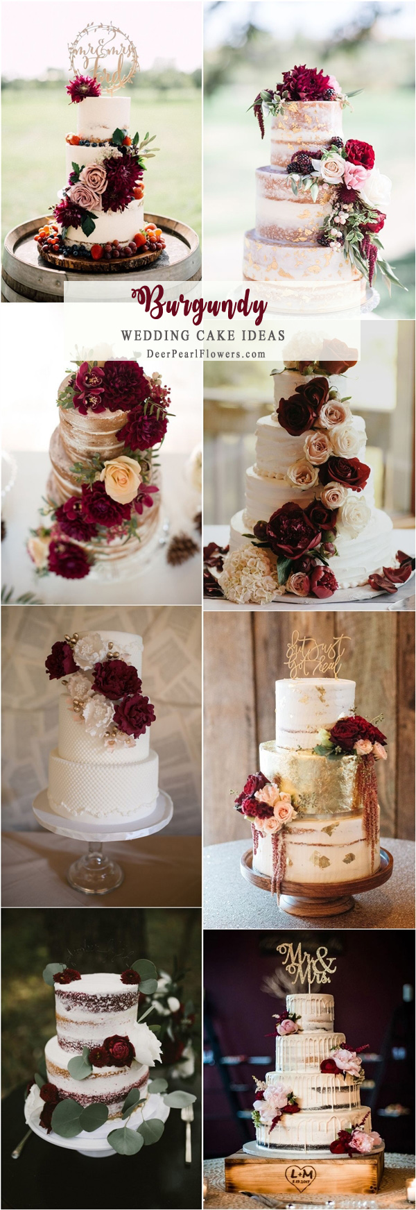 Burgundy wedding cakes