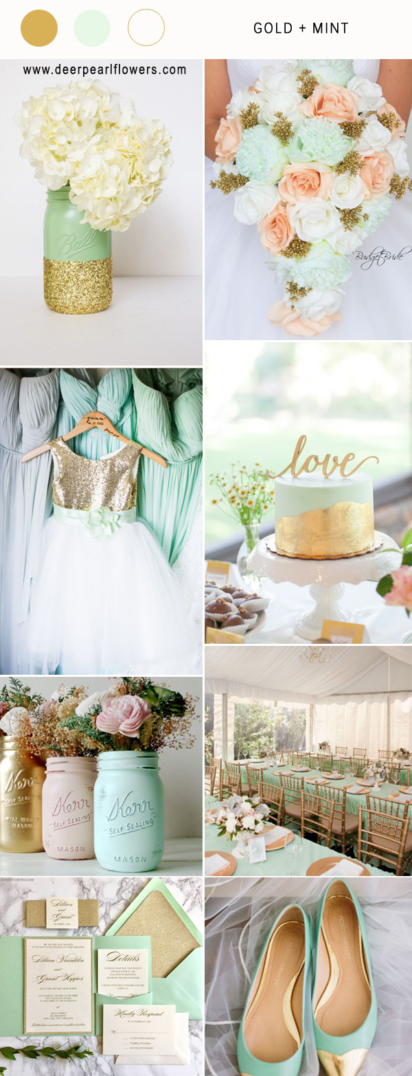 Gold and mint summer wedding color ideas