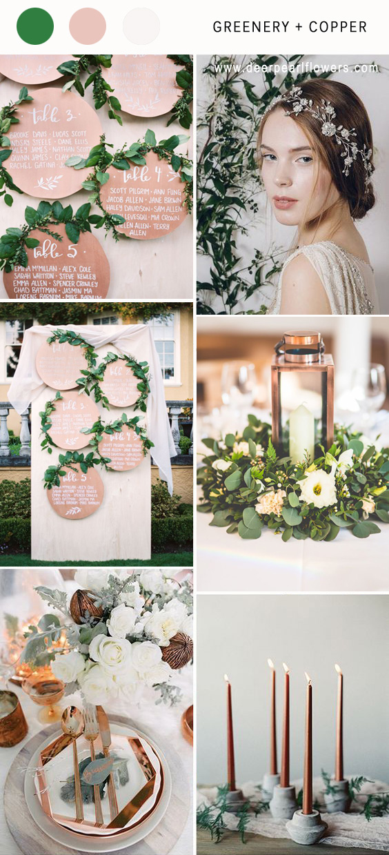 Greenry and copper vintage wedding color ideas