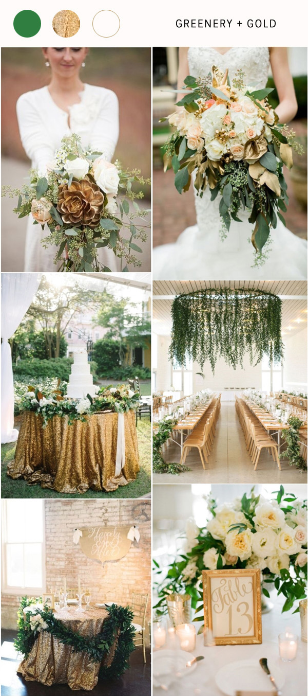 Greenry and gold wedding color ideas