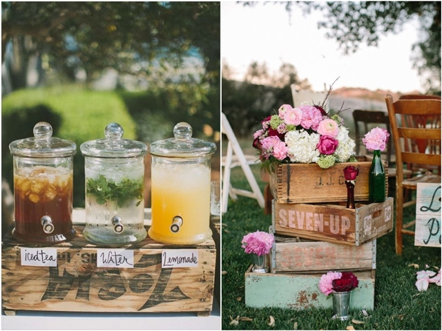 Wooden crate wedding decor idea