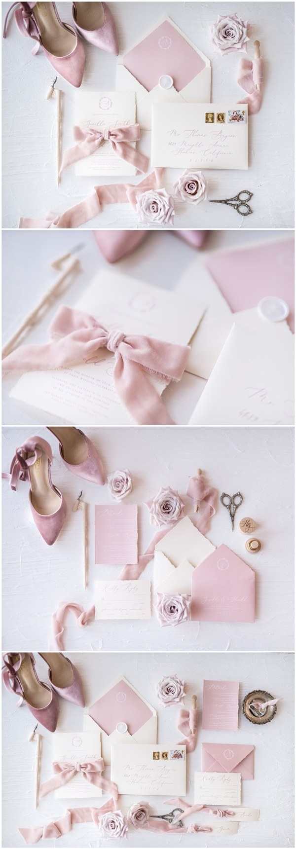 elegant calligraphy pink wedding invitations