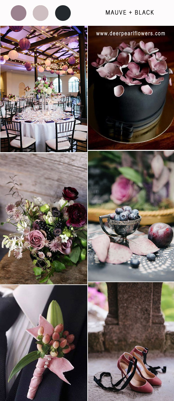 mauve and black wedding color ideas