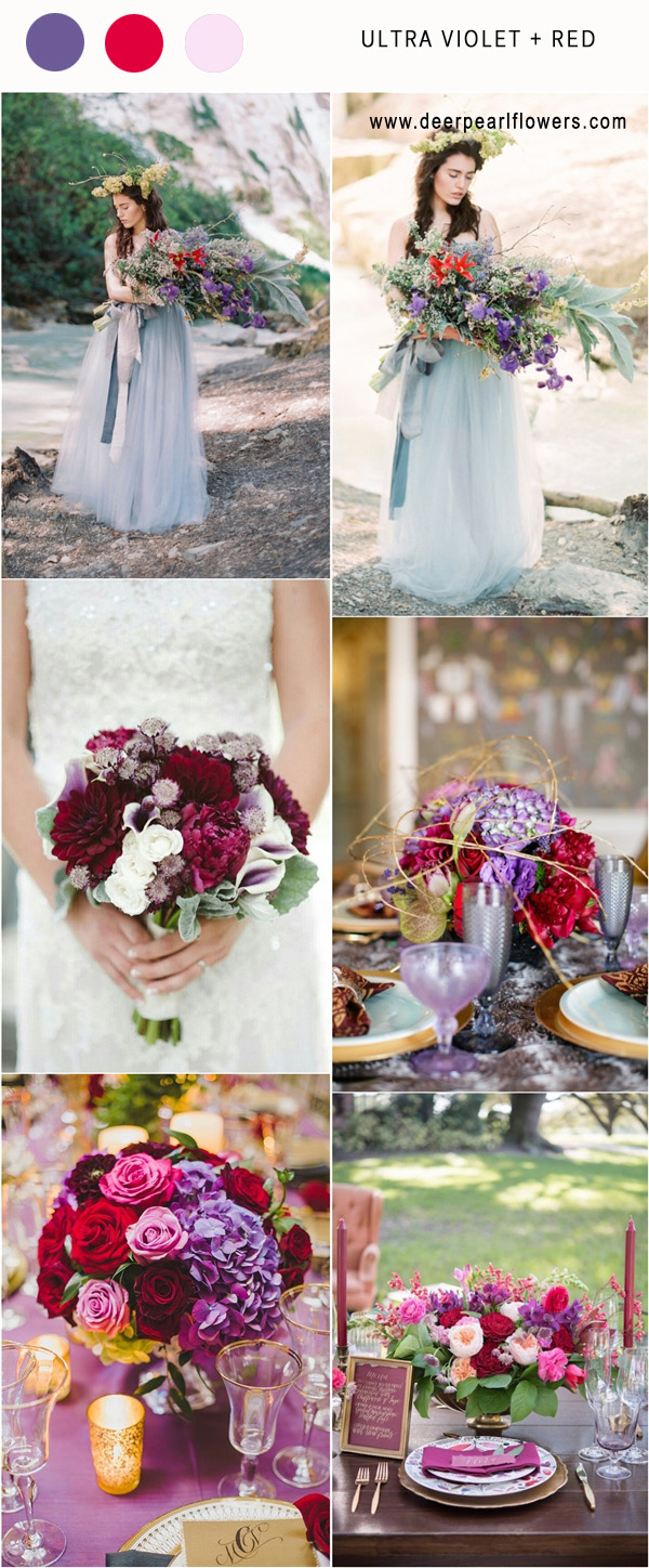pantone wedding color 2018- Ultra violet and red wedding color ideas