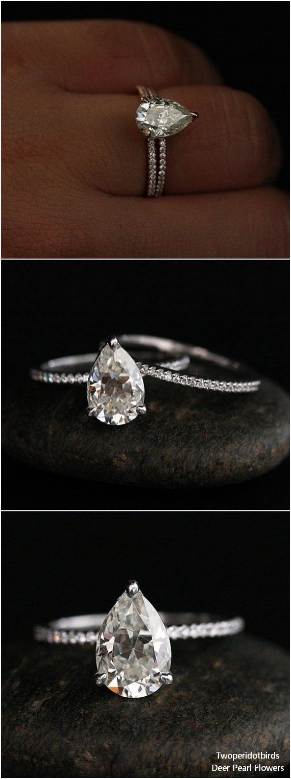 9x6mm Pear Moissanite Ring Brilliant Moissanite Engagement Ring