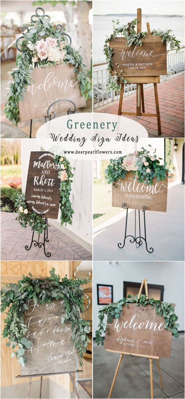 Greenery eucalyptus rustic wedding signs