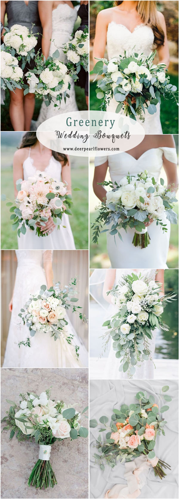 Greenery eucalyptus wedding bouquets