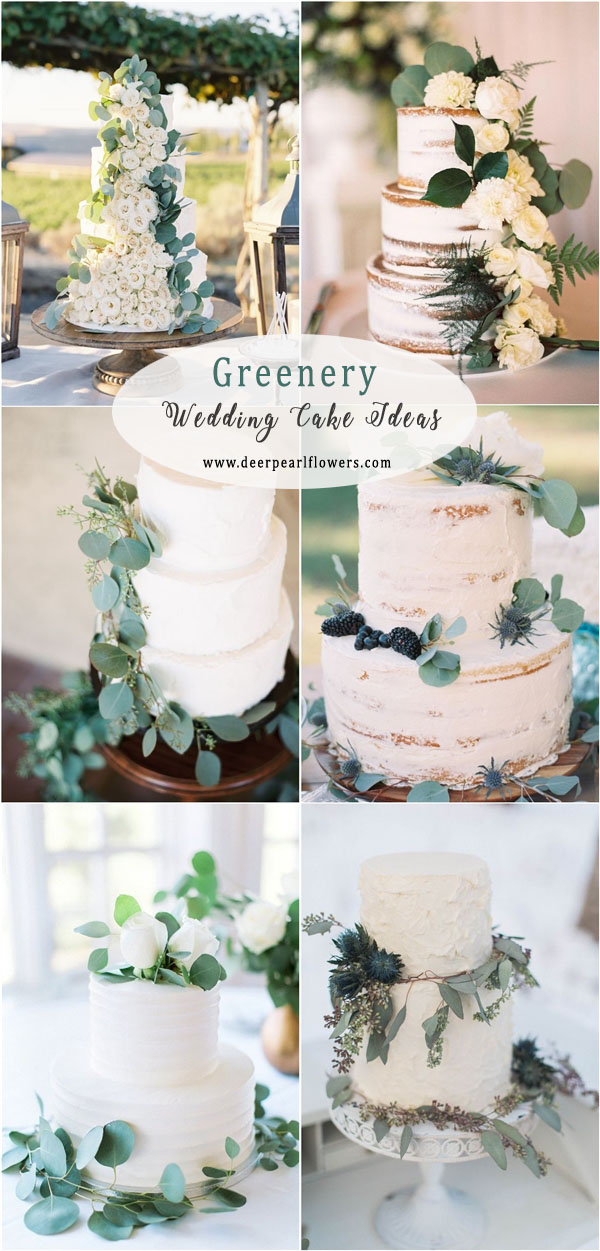 Greenery eucalyptus wedding cakes