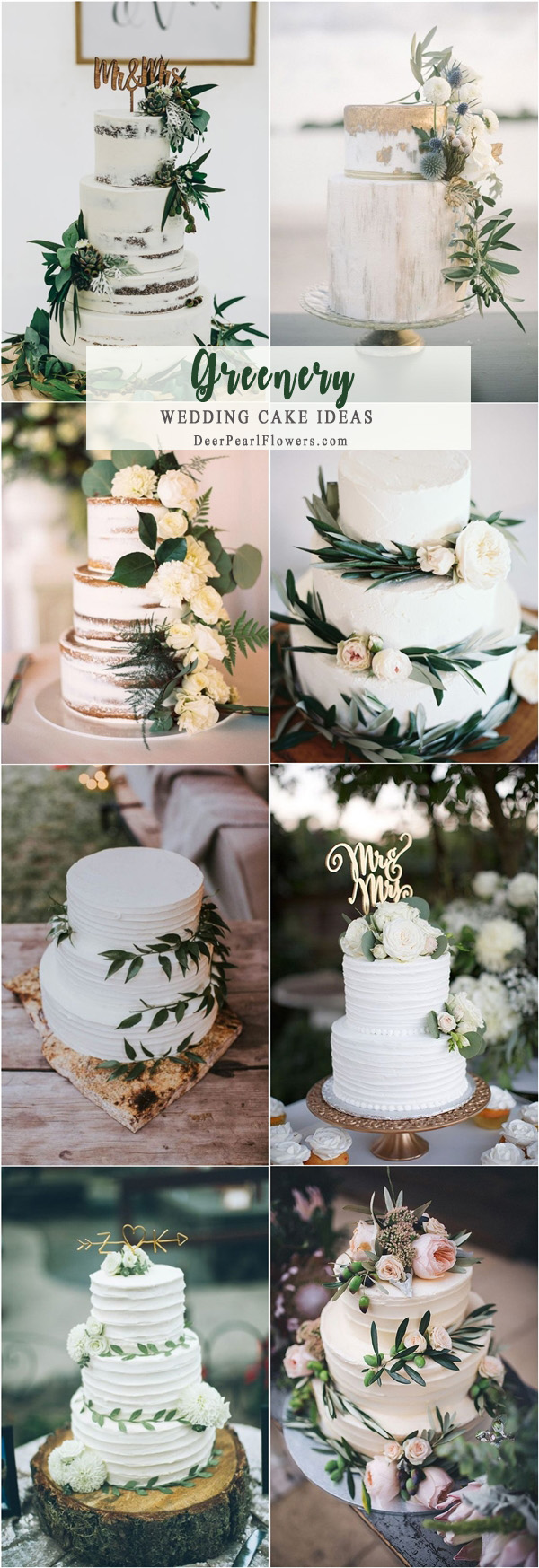 Greenery wedding cakes