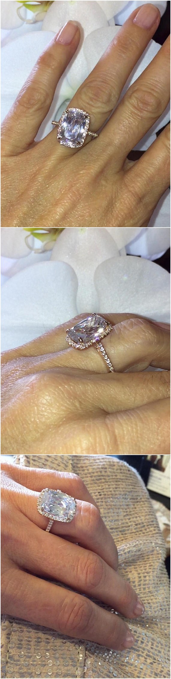 Rose Gold Genuine Diamonds Classic Halo Ring Engagement Ring