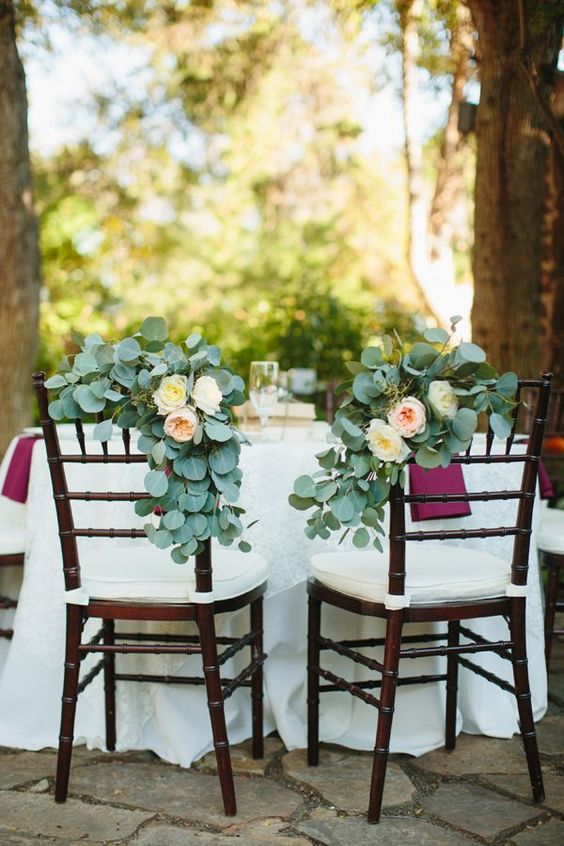 eucalyptus wedding chair decor