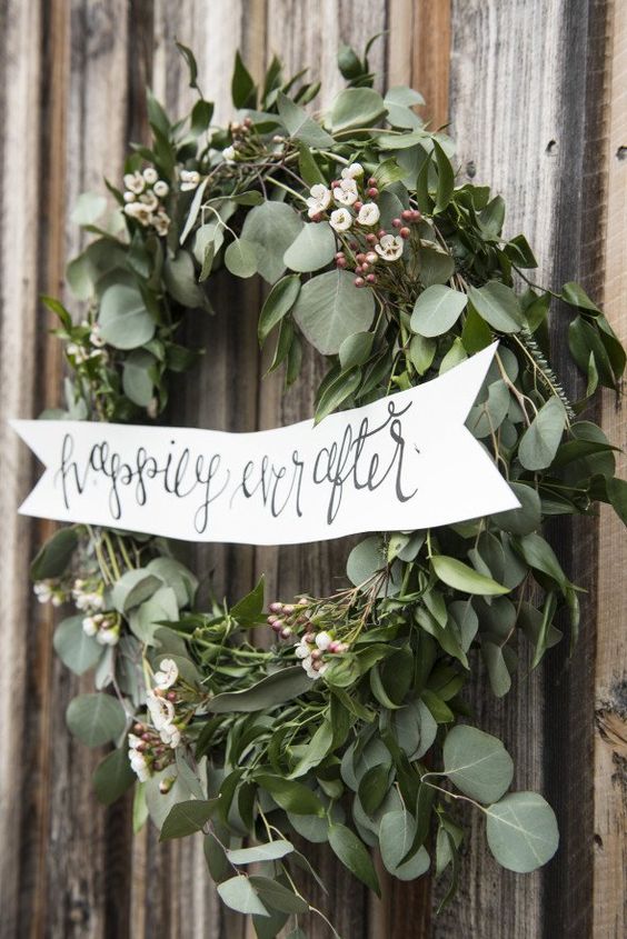 rustic eucalyptus wreath wedding decor