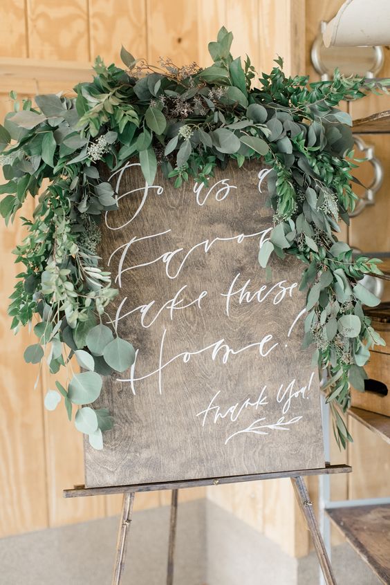 rustic greenery eucalyptus wedding sign