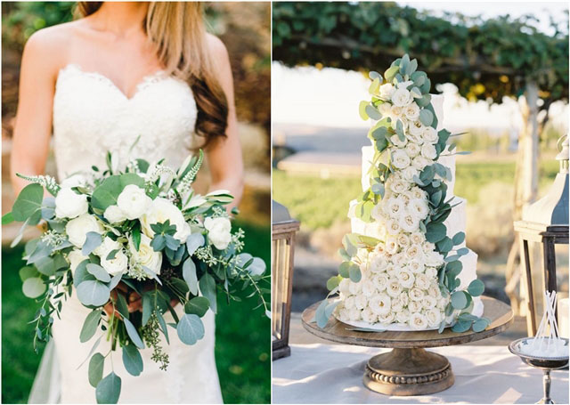 white and greenery eucalyptus wedding ideas