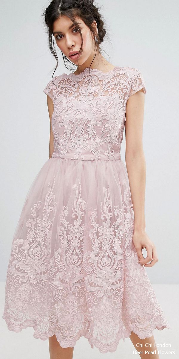 Lace Midi Prom Dress with Bardot Neck 7663449