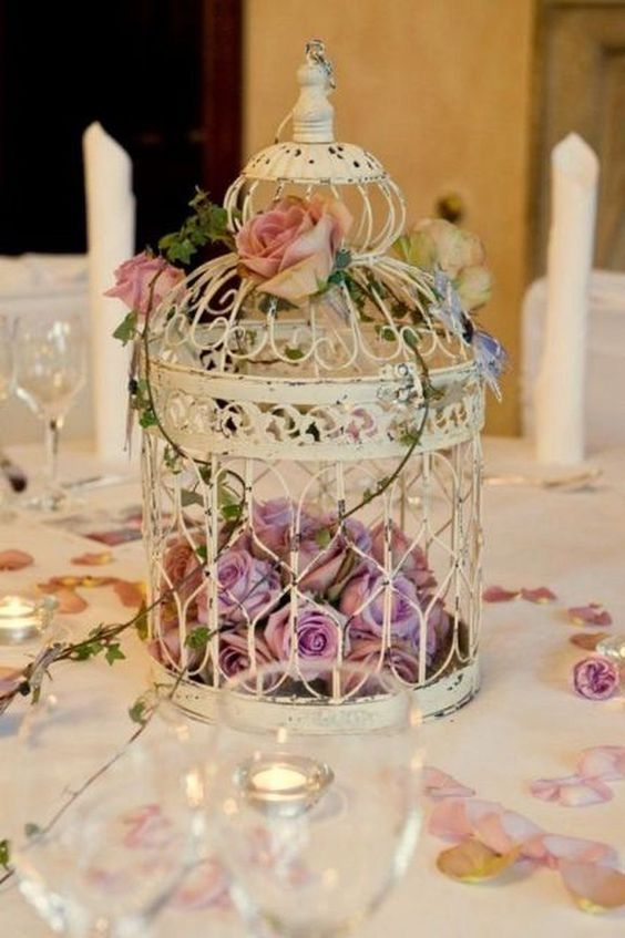 Birdcage Centerpiece for Rustic Wedding Ideas