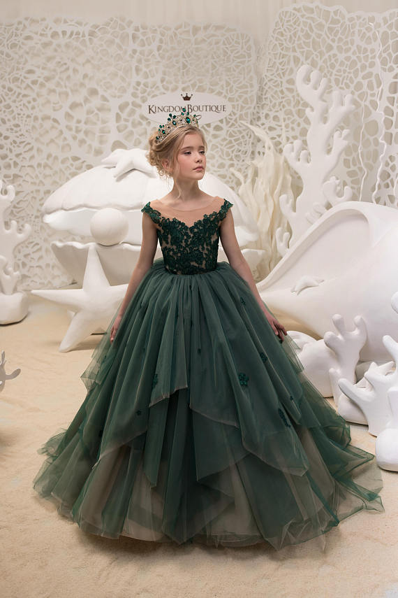 Emerald Green Flower Girl Dress