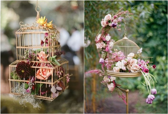 Hanging birdcage wedding decor ideas