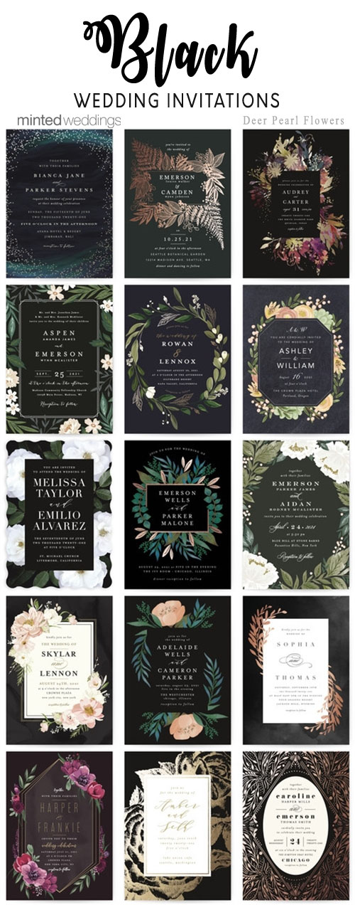 Minted black wedding invitations