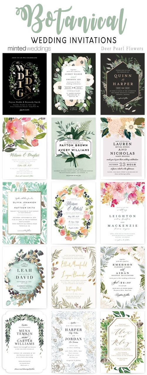 Minted botanical floral wedding invitations