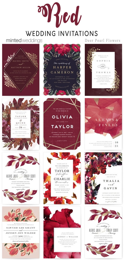Minted red wedding invitations