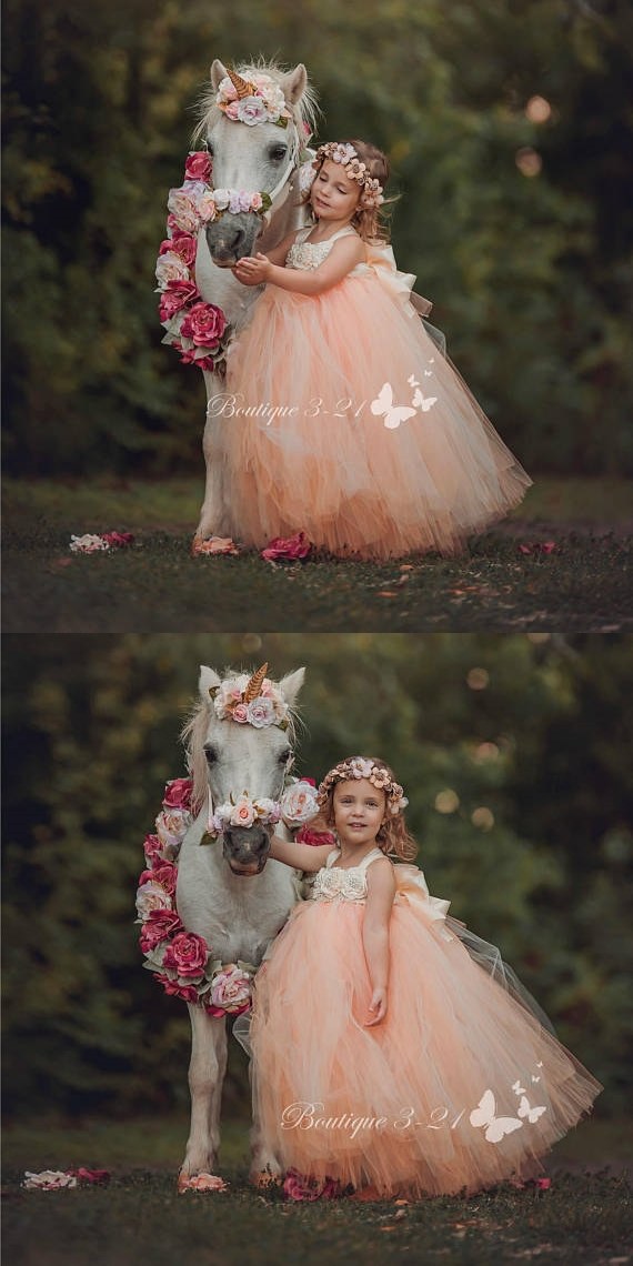 Peach Flower Girl Dress