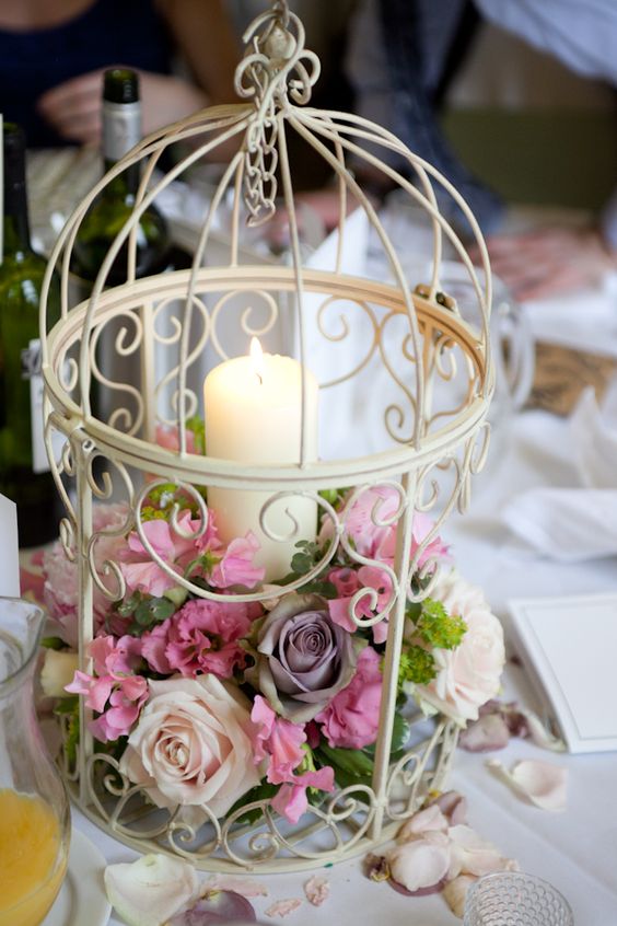 Vintage Birdcage Wedding Centerpiece