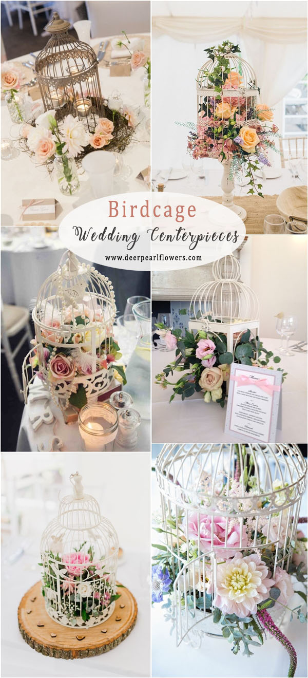 Vintage Birdcage wedding table centerpieces