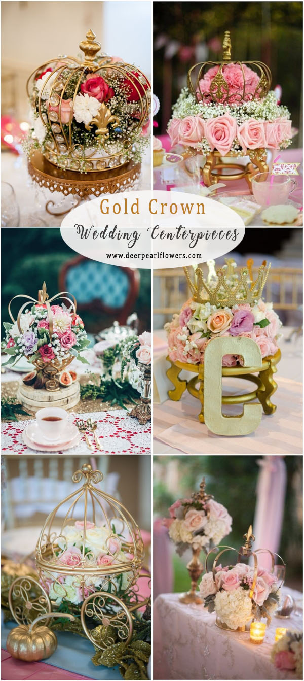 Vintage gold crown wedding centerpieces