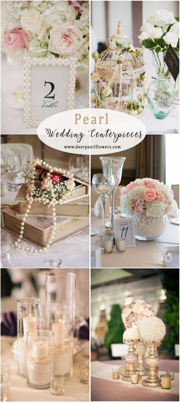 Vintage pearl wedding centerpiece ideas