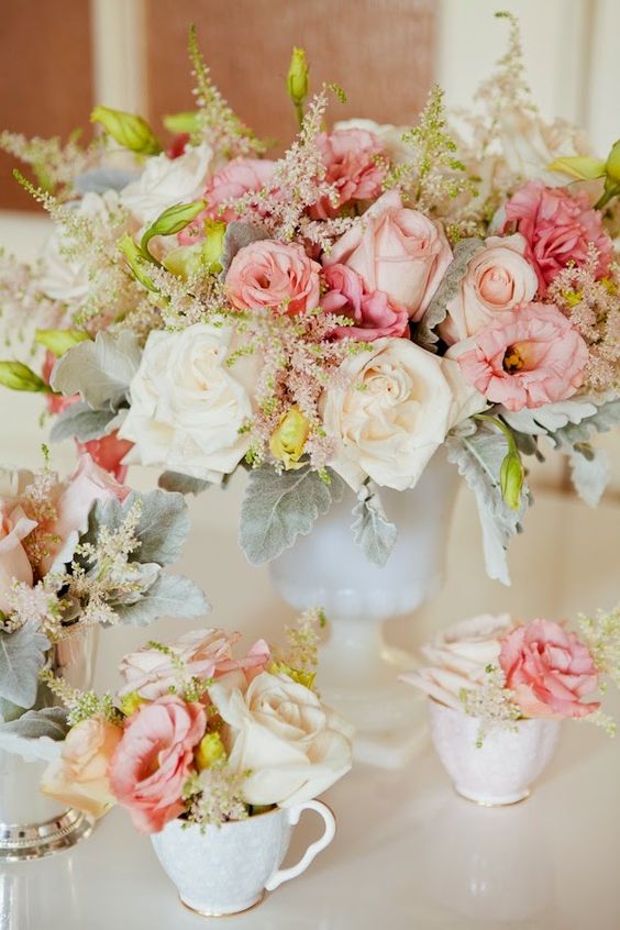 tea cup vintage wedding centerpiece