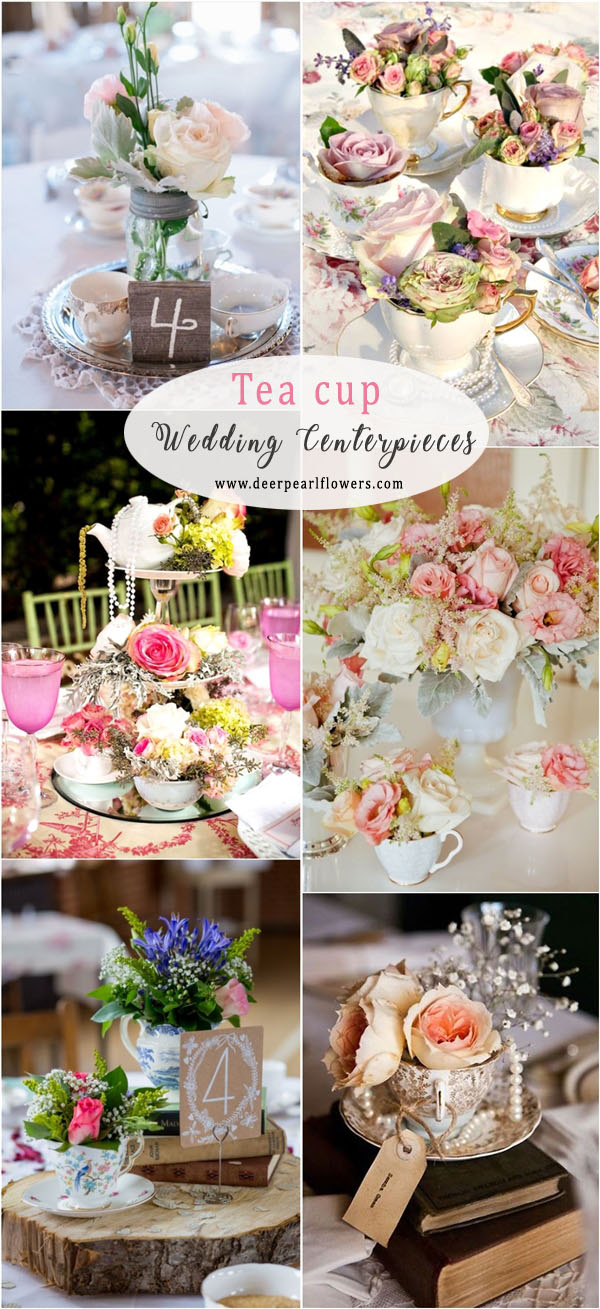 vintage teacup wedding centerpieces