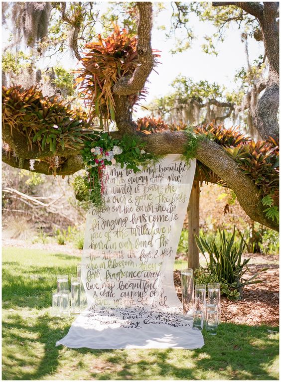 Calligraphy ceremony backdrop by Blush Design Studio