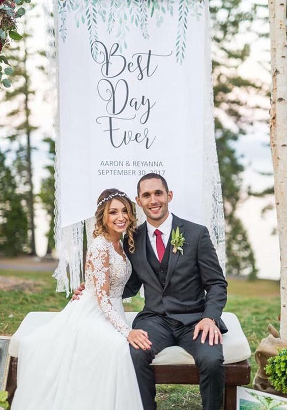Wedding Backdrop Sign Banner Decor Personalized Names Hanging