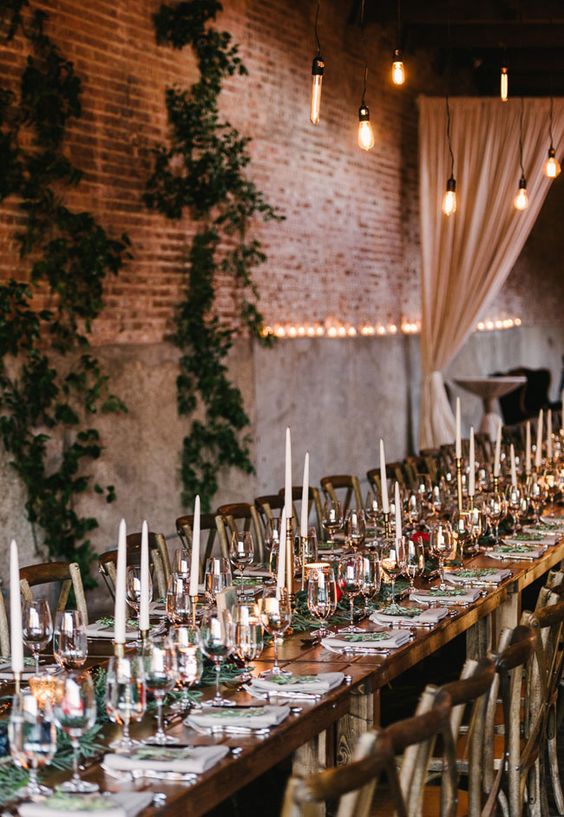 Cozy candlelit wedding reception