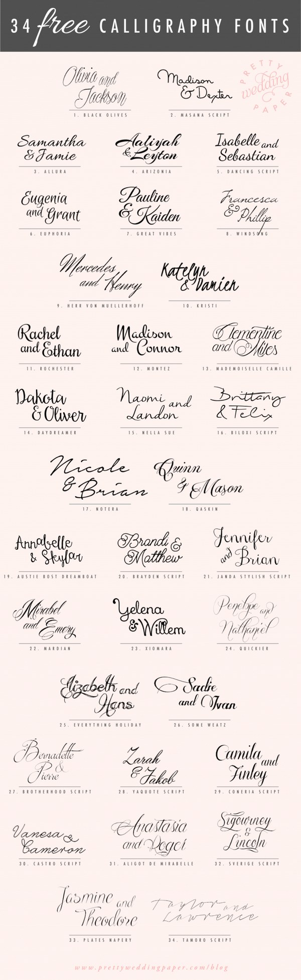 80+ Free Calligraphic Script Fonts for Wedding Invitations 2024