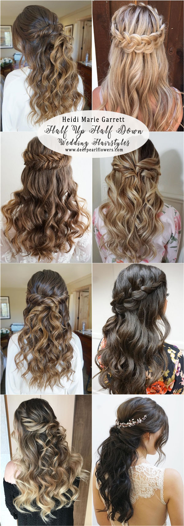Half up half down wedding hairstyles via Heidi Marie Garrett