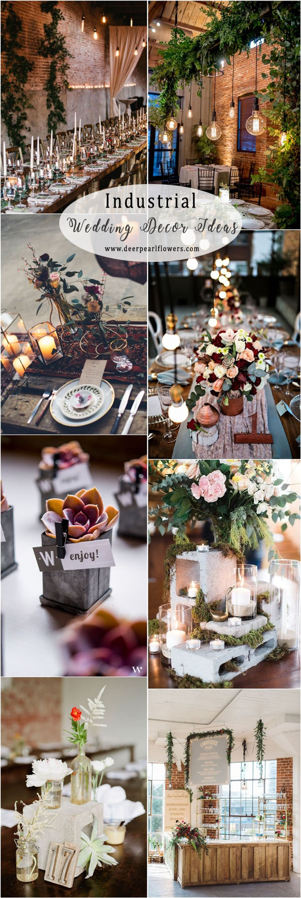 Industrial and rustic wedding decor