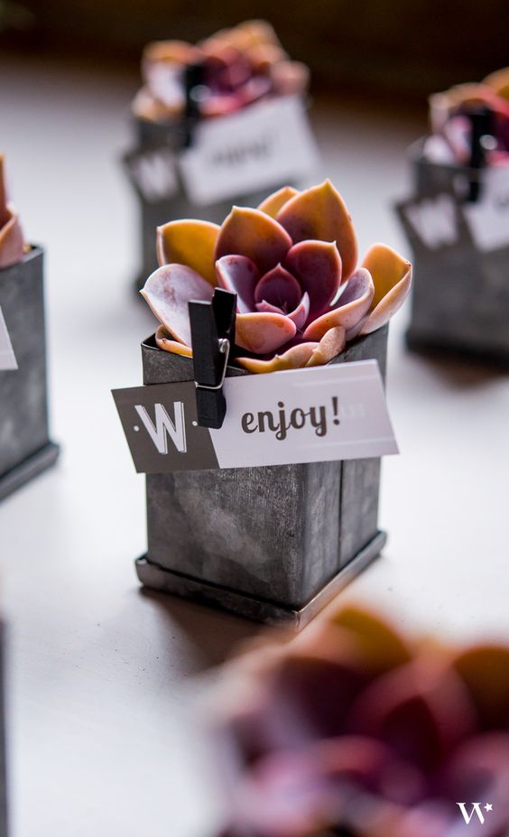 Industrial and rustic wedding favors