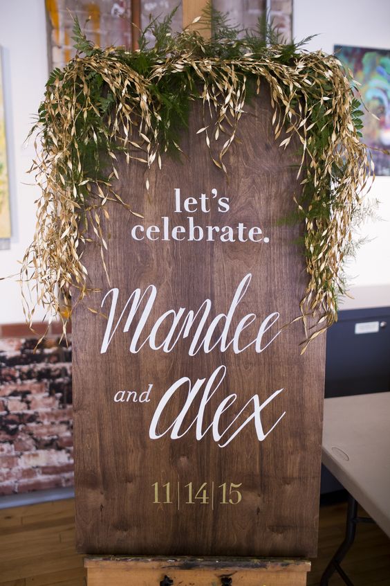 Industrial wooden wedding signs