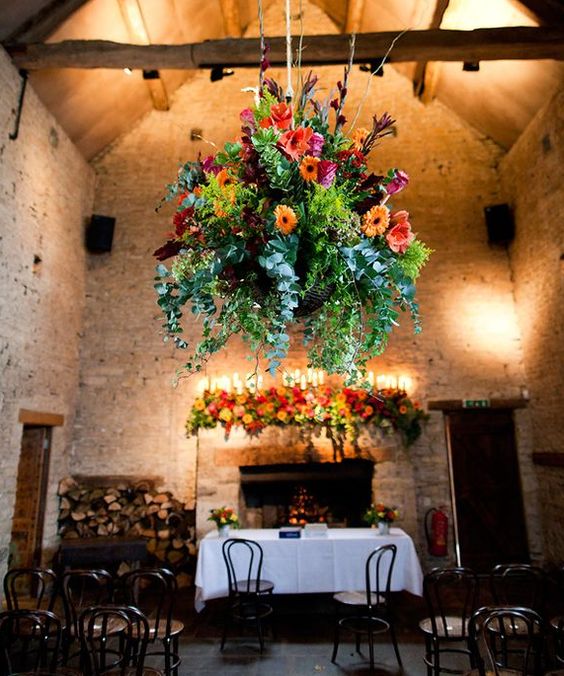 country barn floral wedding chandelier