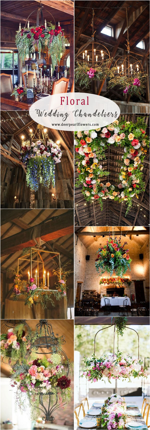 floral and greenery wedding chandelier decor ideas