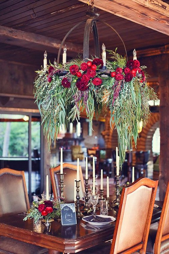 floral and greenery wedding chandelier