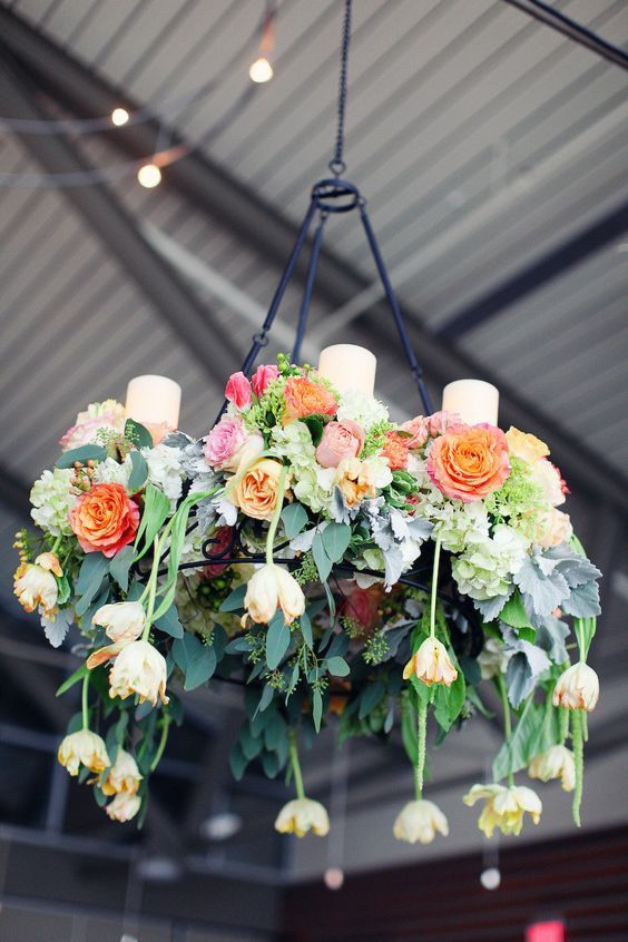 floral greenery wedding chandelier