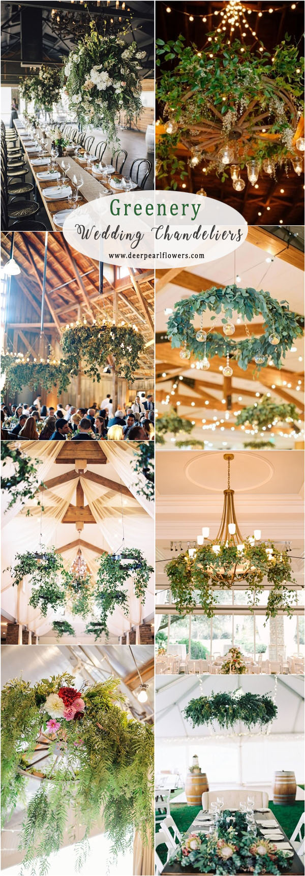 greenery wedding chandelier decor ideas