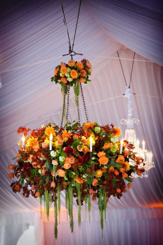 hanging fall wedding chandelier
