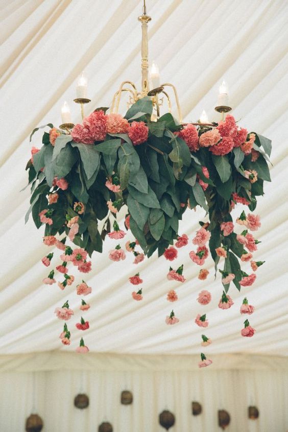hanging floral wedding chandelier